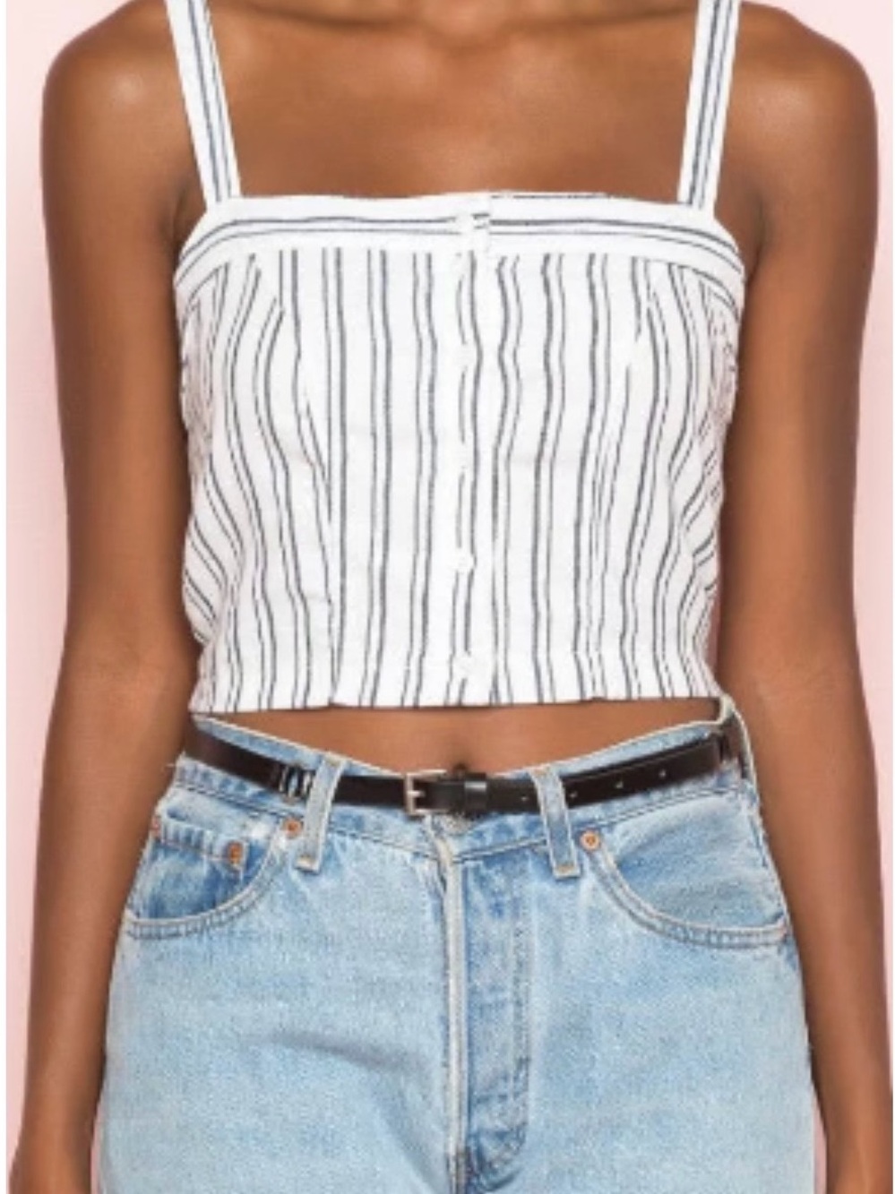 NWT Brandy Melville Astrid Navy/White Stripe Square-Neck Crop Tank Top One Size